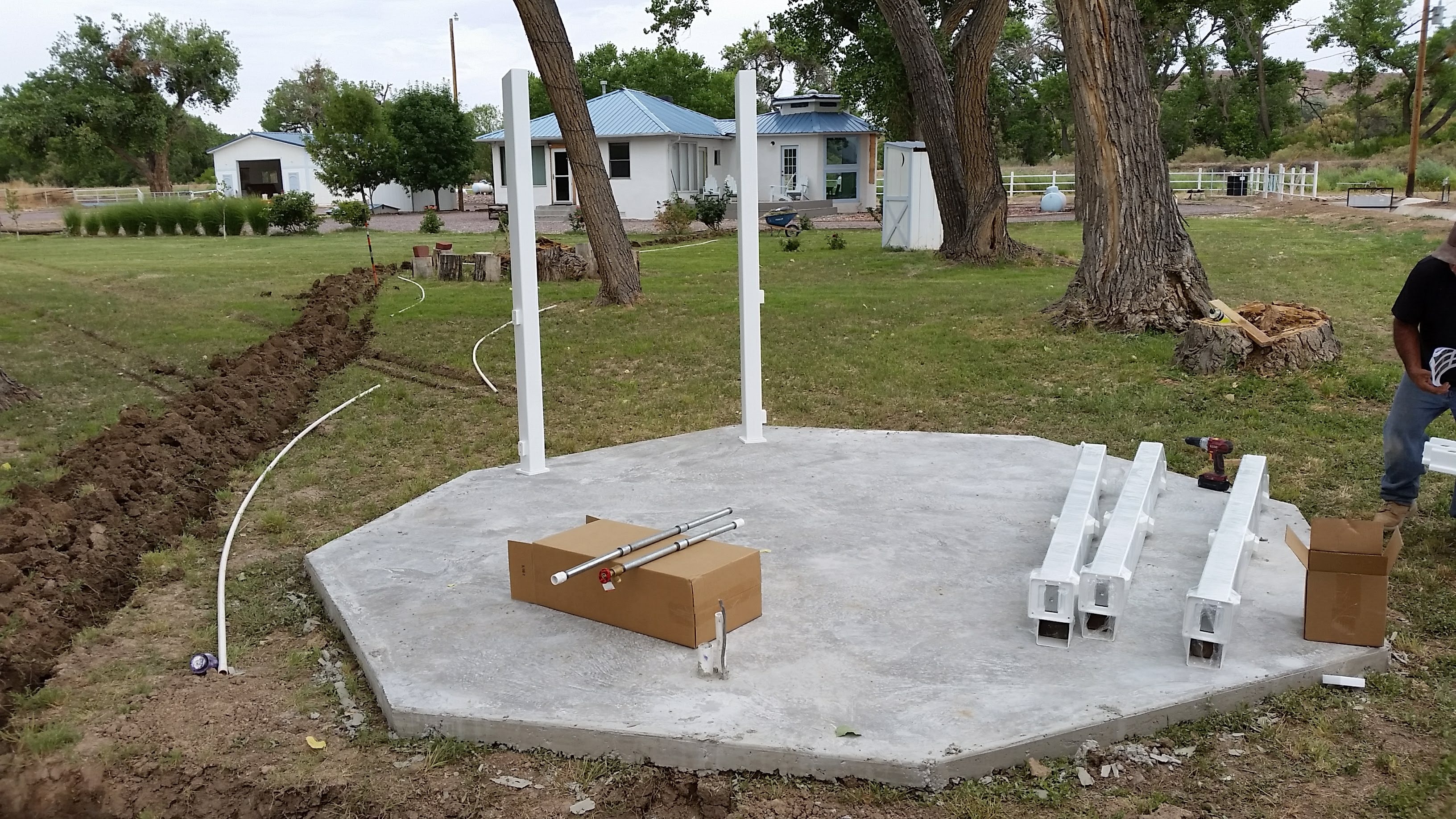 Completed concrete foundation and posts for the New Mexico gazebo